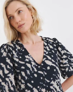 Angel Sleeve Button Front Longline Top