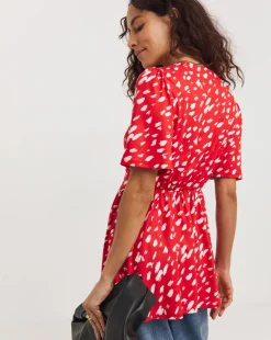 Angel Sleeve Button Front Longline Top