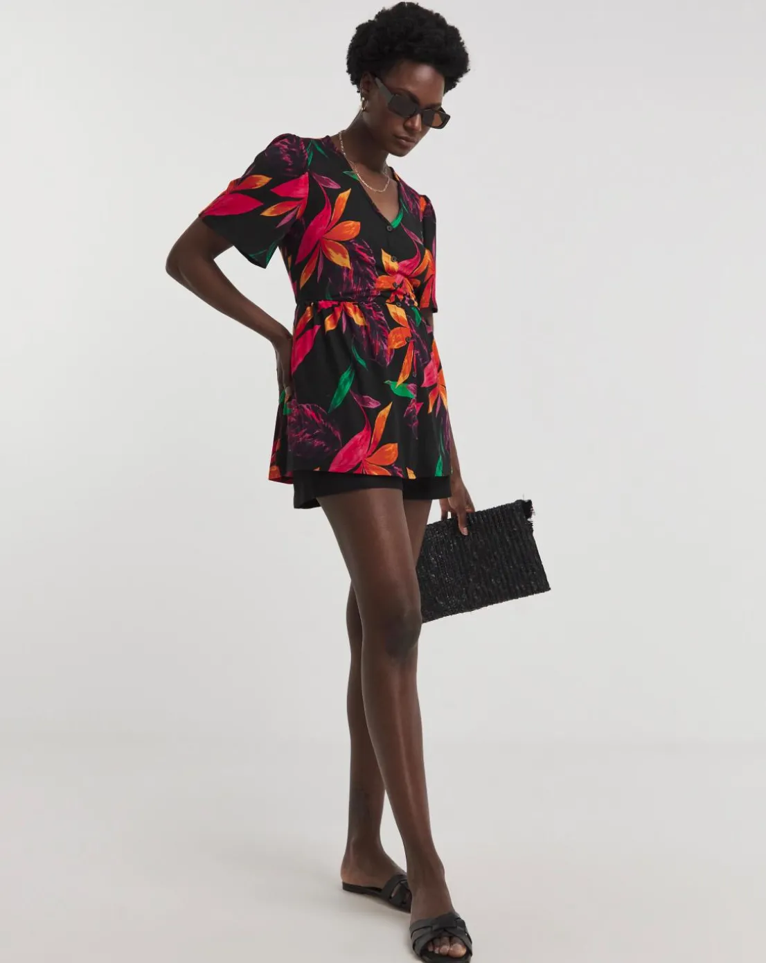 Angel Sleeve Button Front Longline Top