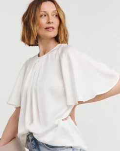 Angel Sleeve Satin Top