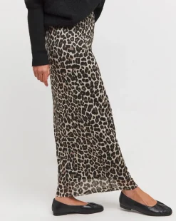 Animal Jersey Mesh Column Maxi Skirt