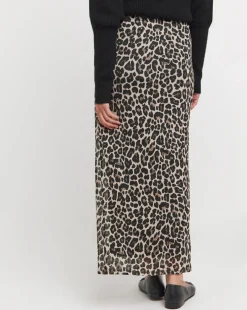 Animal Jersey Mesh Column Maxi Skirt