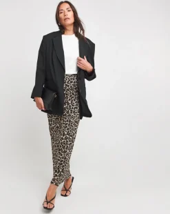 Animal Jersey Mesh Column Maxi Skirt