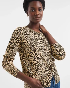 Animal Print Crew Neck Cardigan