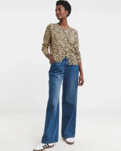 Animal Print Crew Neck Cardigan