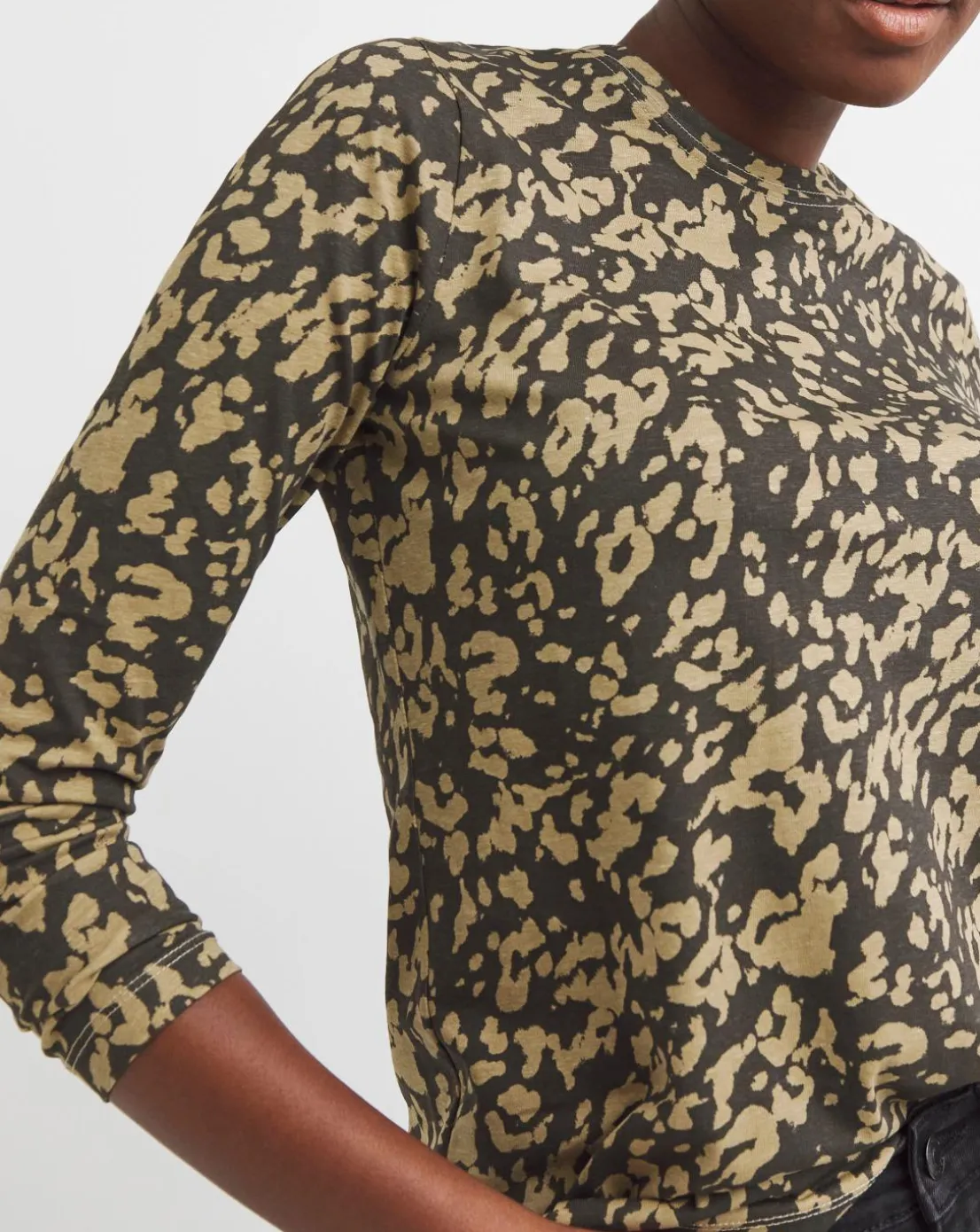 Animal Print Crew Neck Long Sleeve T-Shirt