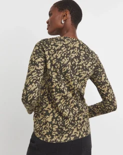 Animal Print Crew Neck Long Sleeve T-Shirt