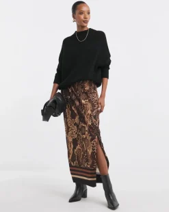 Animal Pull On Column Midi Skirt