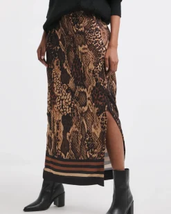 Animal Pull On Column Midi Skirt