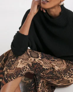 Animal Pull On Column Midi Skirt