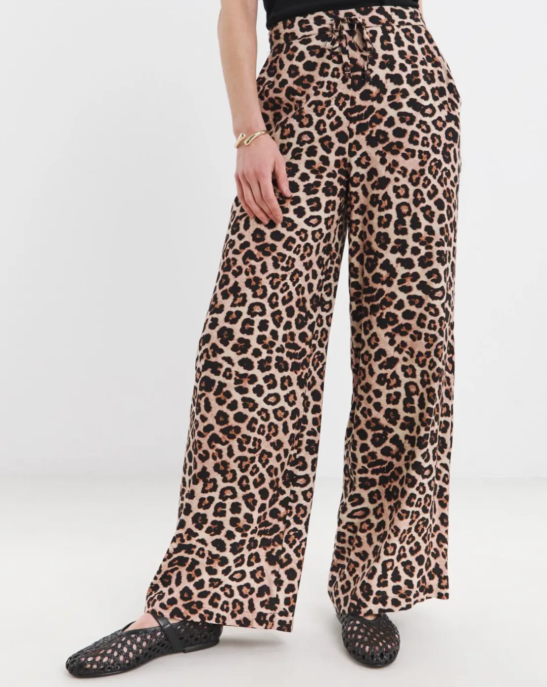 Animal Spun Viscose Wide Leg Trousers
