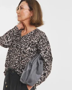 Animal V Neck Soft Touch Longline Top