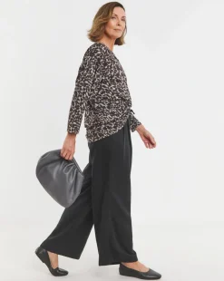 Animal V Neck Soft Touch Longline Top