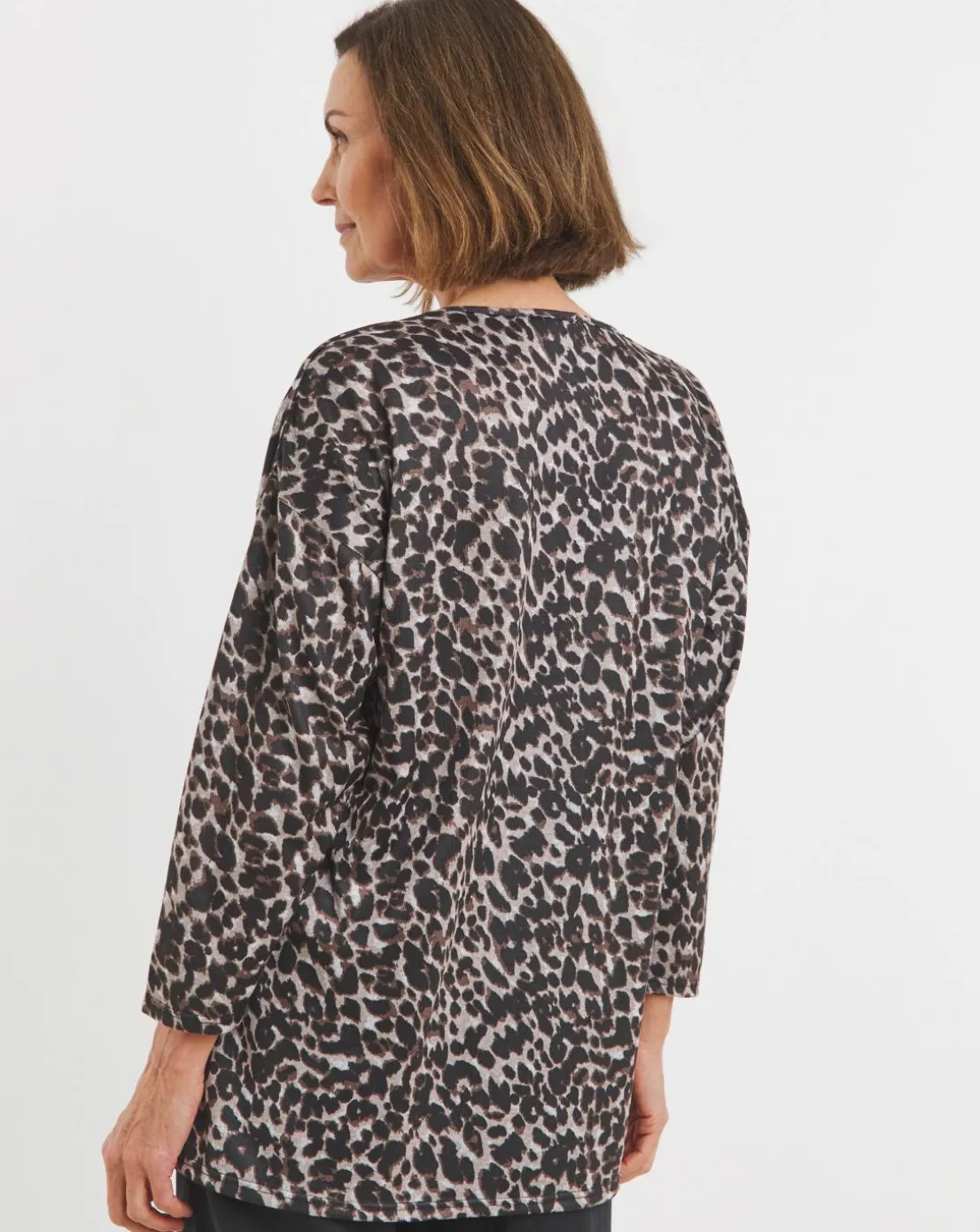 Animal V Neck Soft Touch Longline Top
