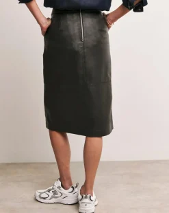 Anthology Black Leather Midi Skirt