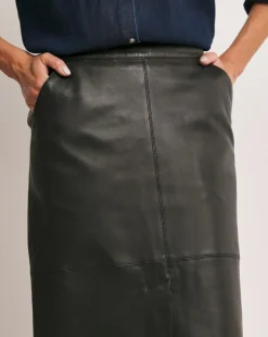 Anthology Black Leather Midi Skirt
