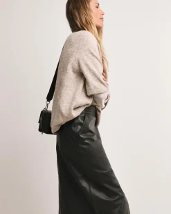 Anthology Black Leather Midi Skirt