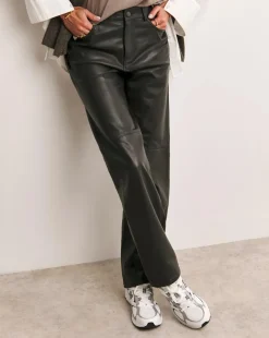 Anthology Black Leather Straight Leg Trouser