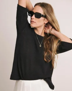 Anthology Black Linen Mix Short Sleeve Jumper