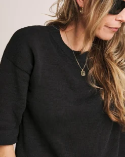 Anthology Black Linen Mix Short Sleeve Jumper