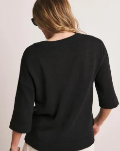 Anthology Black Linen Mix Short Sleeve Jumper