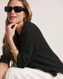 Anthology Black Linen Mix Short Sleeve Jumper