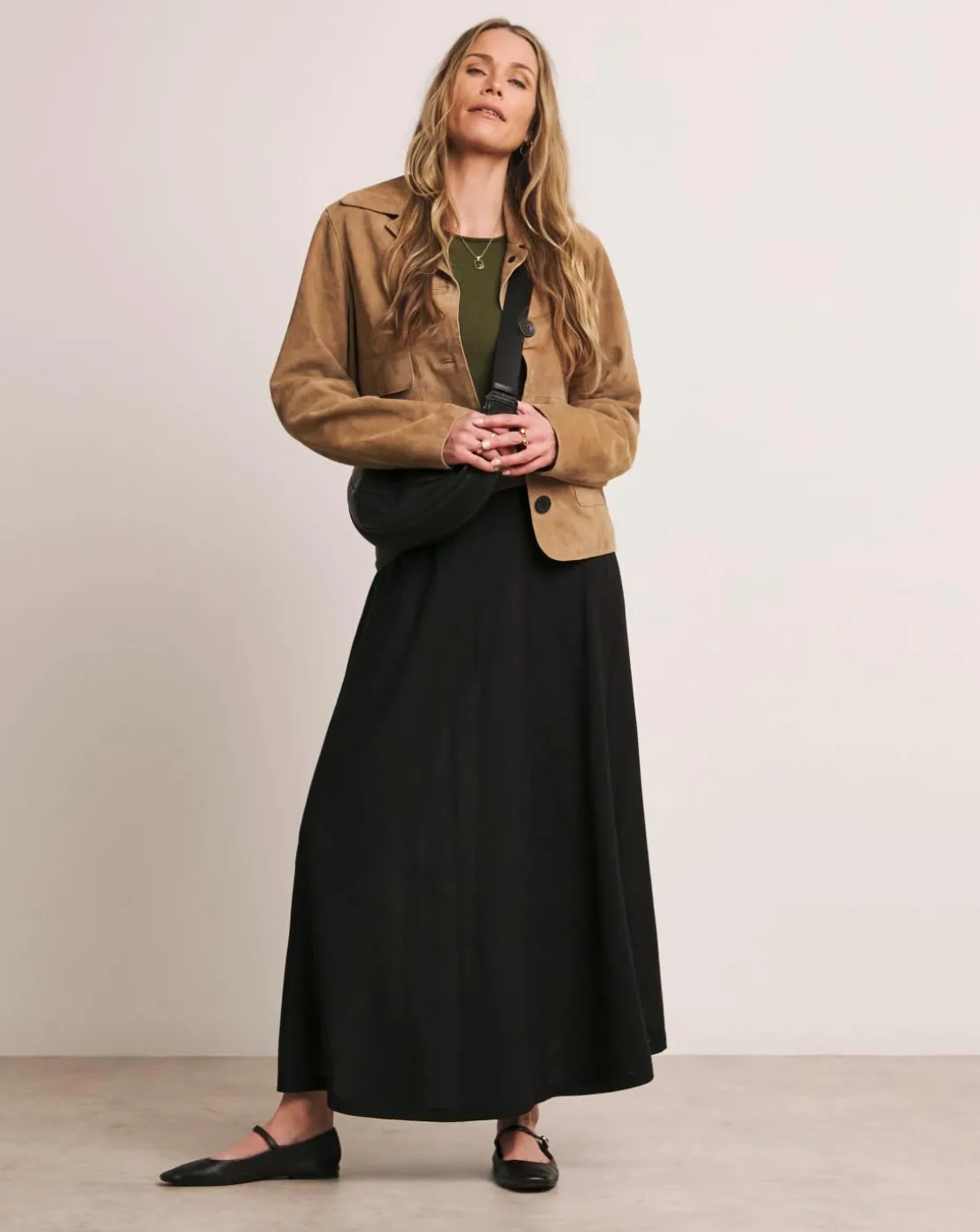 Anthology Black Linen Seam Detail Maxi Skirt