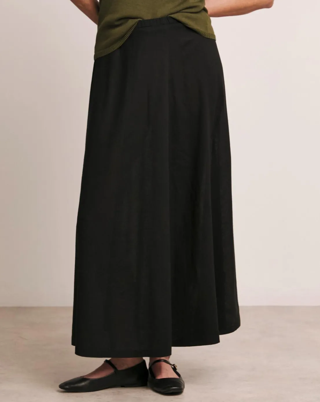 Anthology Black Linen Seam Detail Maxi Skirt