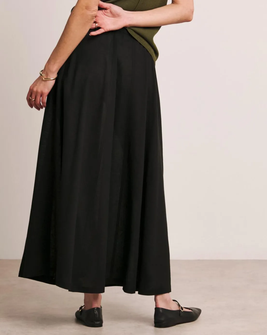 Anthology Black Linen Seam Detail Maxi Skirt