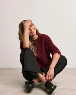 Anthology Burgundy Knitted Short Sleeve Jumper