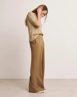 Anthology Camel Ponte Pull On Wide Leg Trouser