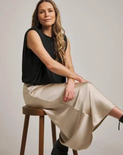 Anthology Champagne Satin Slip Skirt