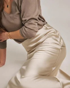 Anthology Champagne Satin Slip Skirt