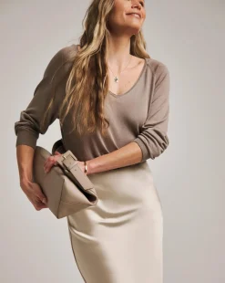 Anthology Champagne Satin Slip Skirt