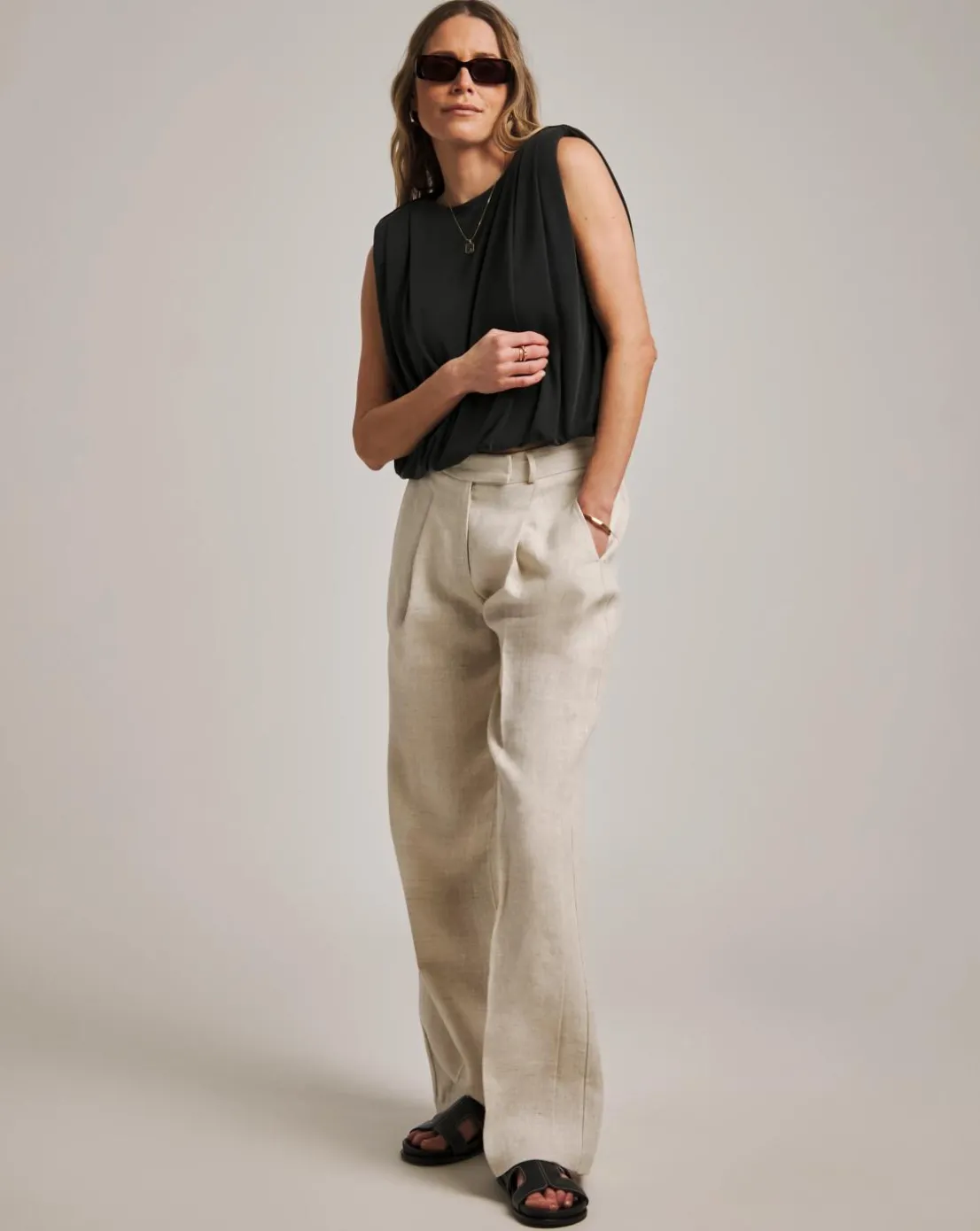 Anthology Charcoal Modal Shoulder Pad Top