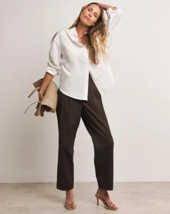 Anthology Chocolate Stretch Cotton Tapered Trouser