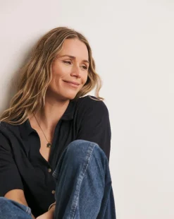 Anthology Collared Short Sleeve Button Front Linen Top