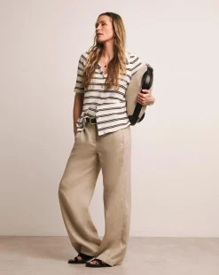 Anthology Collared Short Sleeve Button Front Crochet Top