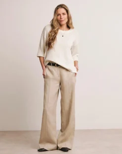 Anthology Ivory Linen Mix Short Sleeve Jumper