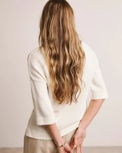 Anthology Ivory Linen Mix Short Sleeve Jumper