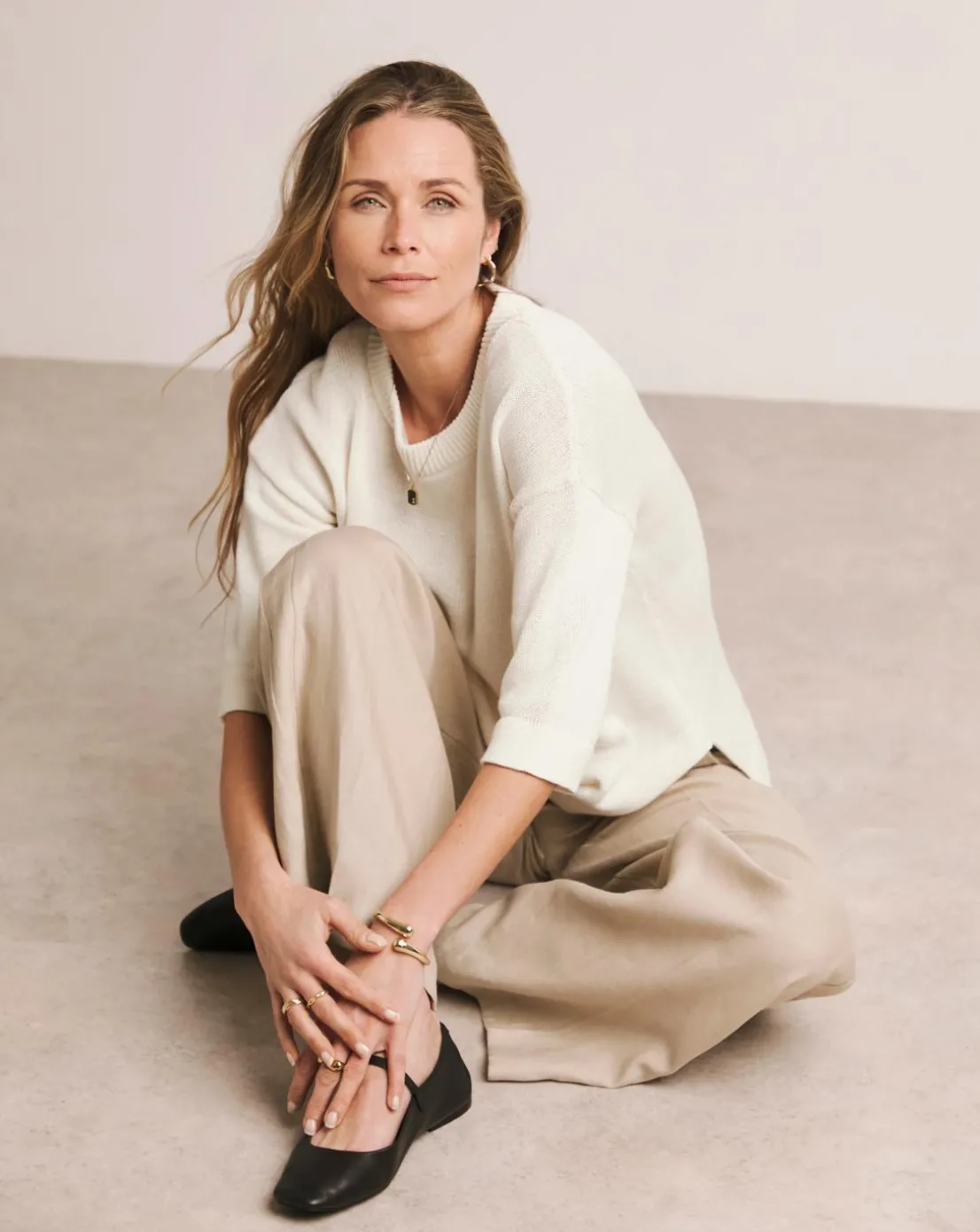 Anthology Ivory Linen Mix Short Sleeve Jumper