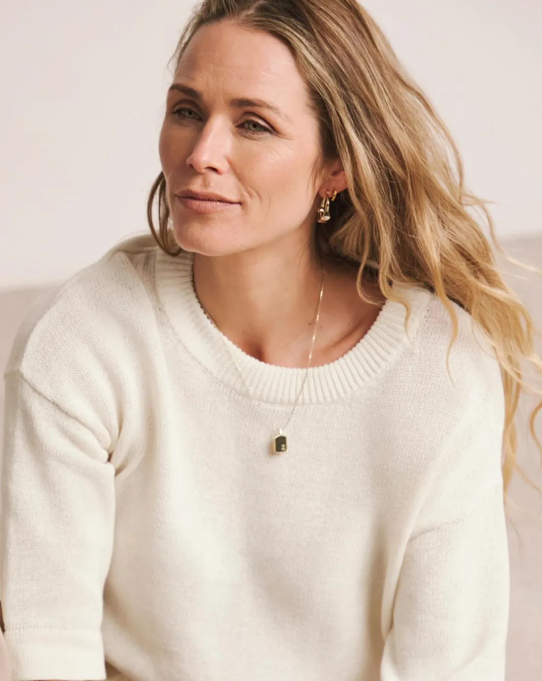 Anthology Ivory Linen Mix Short Sleeve Jumper