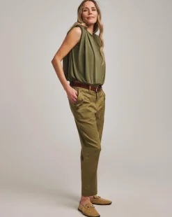 Anthology Khaki Modal Shoulder Pad Top