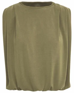 Anthology Khaki Modal Shoulder Pad Top