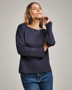 Anthology Navy Cotton Modal Long Sleeve Top