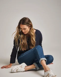 Anthology Navy Cotton Modal Long Sleeve Top