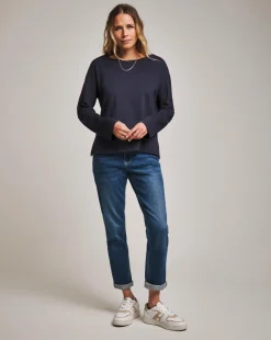Anthology Navy Cotton Modal Long Sleeve Top