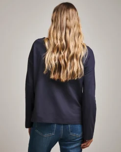 Anthology Navy Cotton Modal Long Sleeve Top