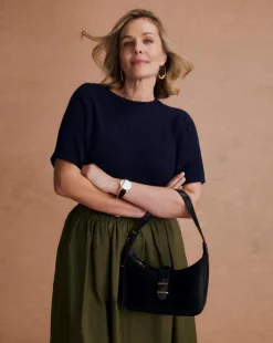 Anthology Navy Knitted Short Sleeve Jumper