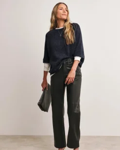 Anthology Navy Knitted Short Sleeve Jumper